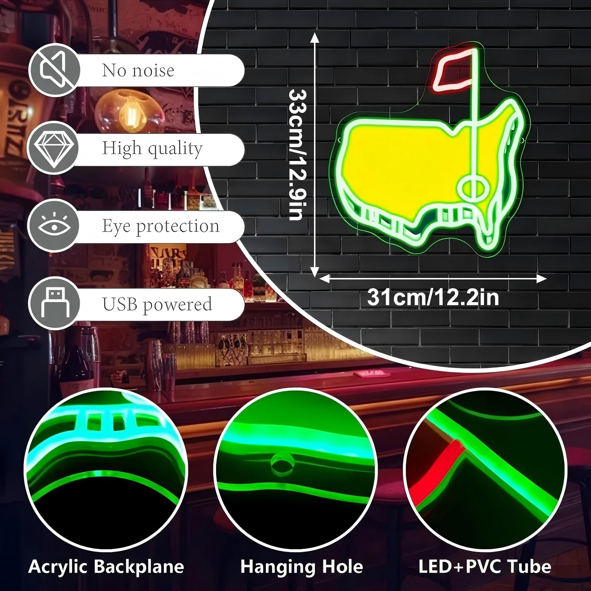 Golf LED Neon Sign for Bar Garage Man Cave and Gift USB Neon Sign - Shineneon