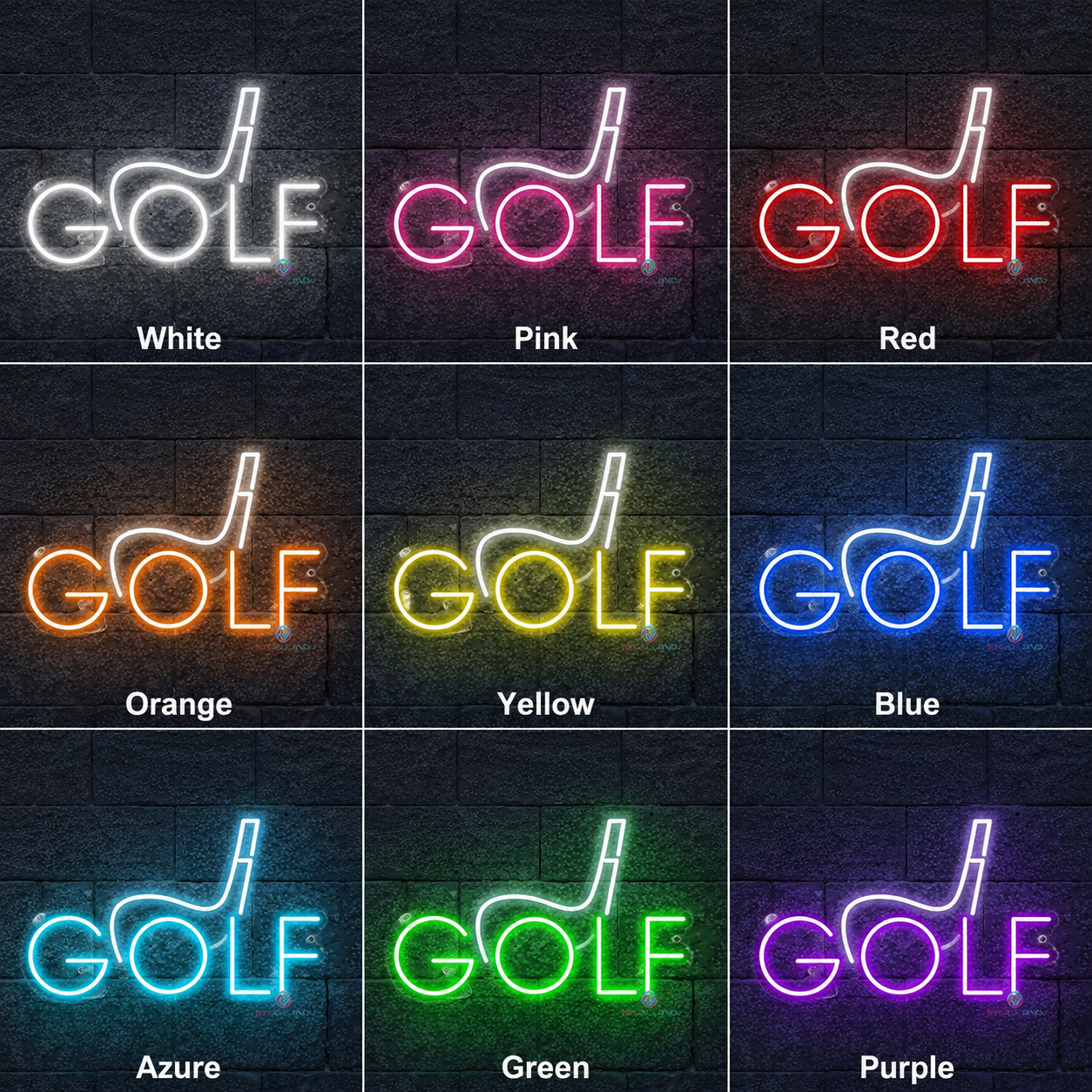 Golf Room Decor LED Neon Sign color grid