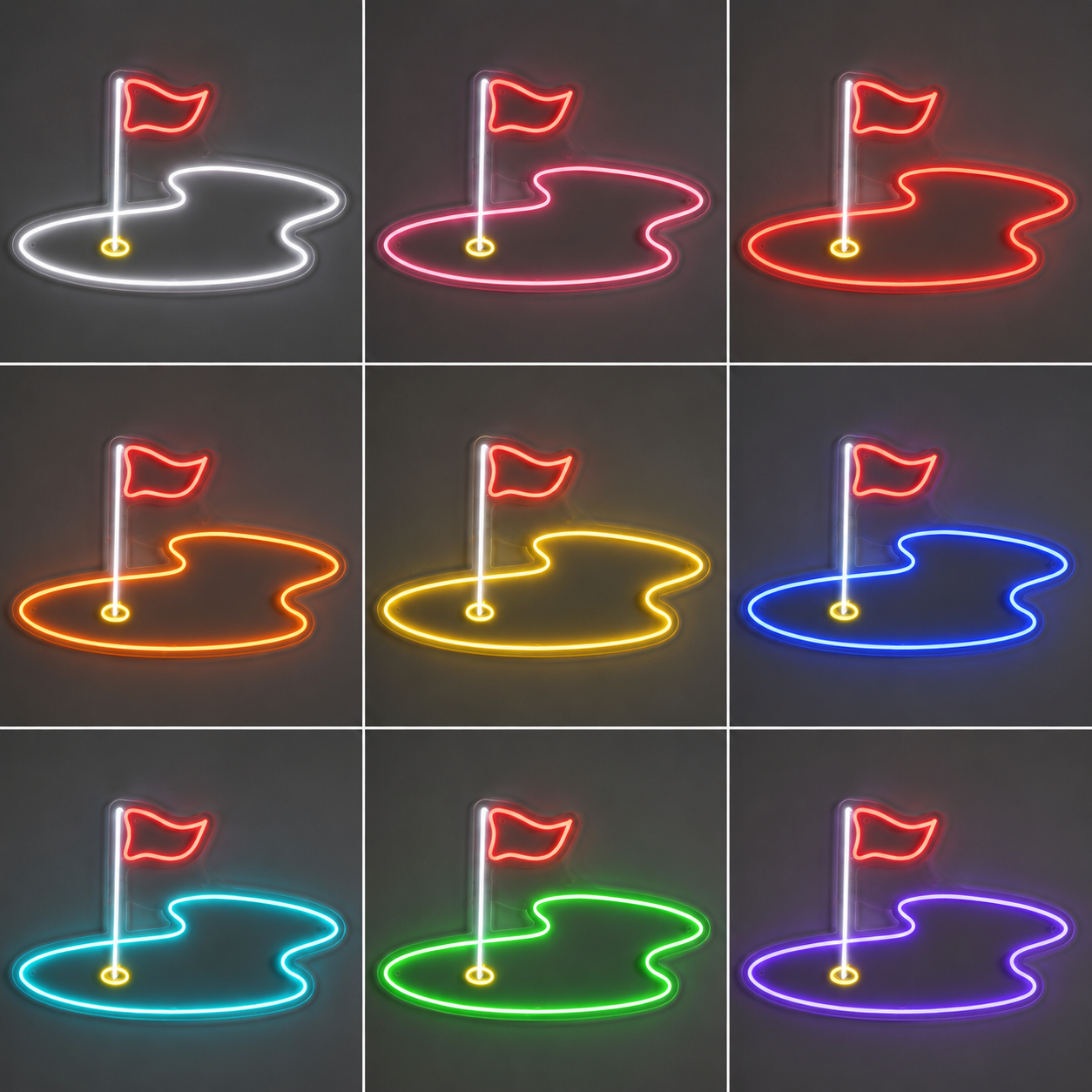 Golf Sports Room LED Neon Sign color grid