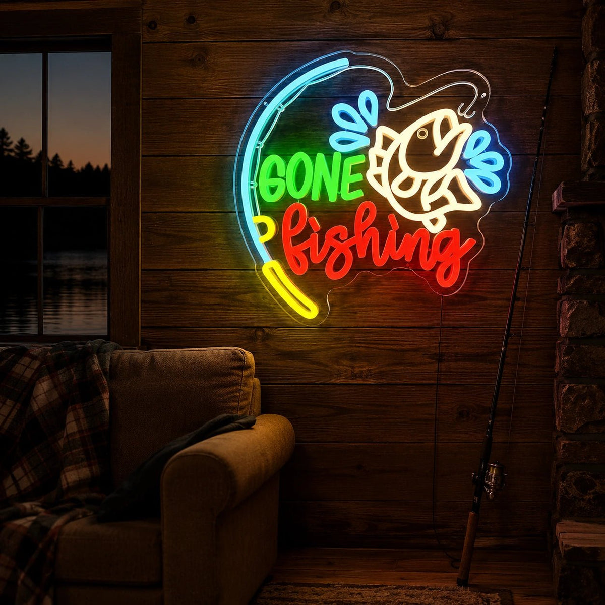 Gone Fishing Fish LED Neon Sign - Shineneon