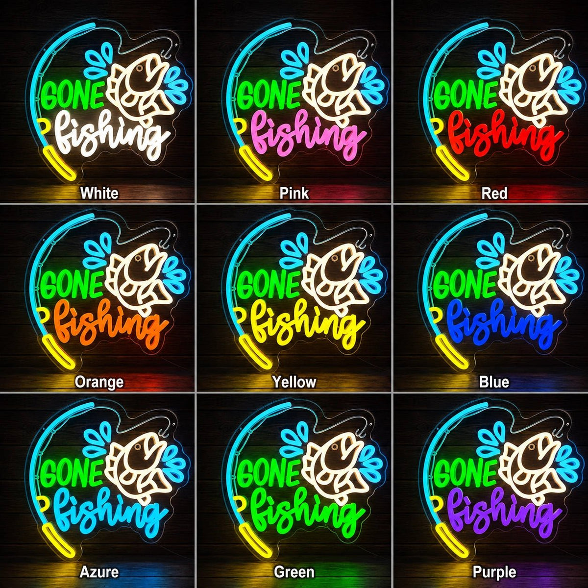 Gone Fishing Fish LED Neon Sign - Shineneon
