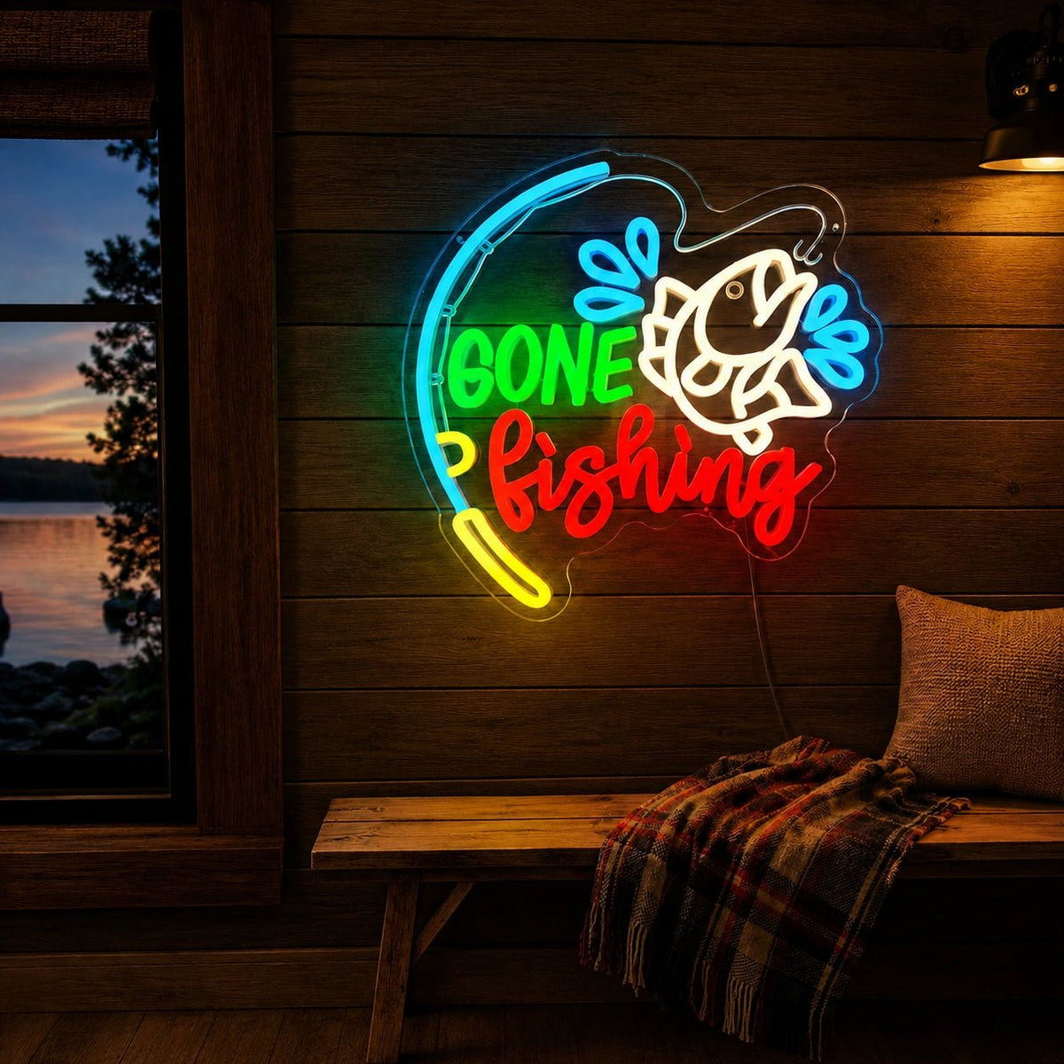 Gone Fishing Fish LED Neon Sign - Shineneon