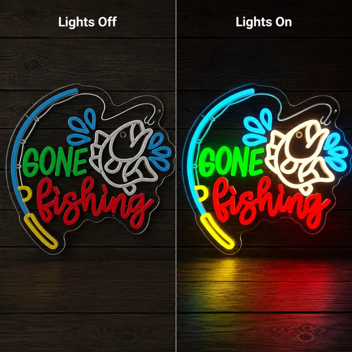 Gone Fishing Fish LED Neon Sign - Shineneon