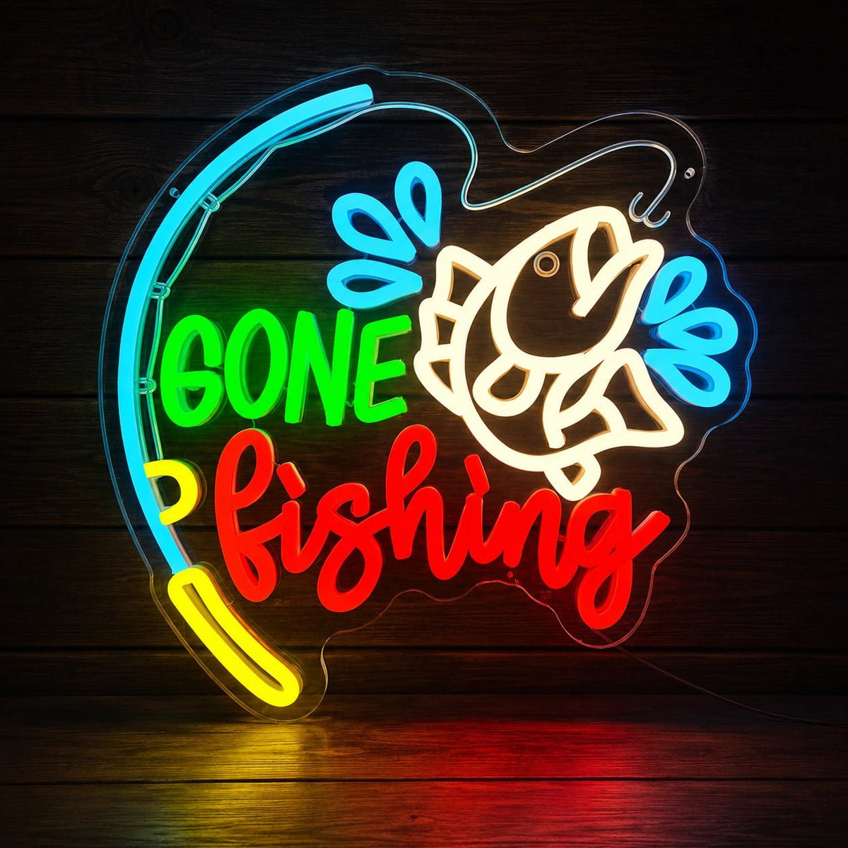 Gone Fishing Fish LED Neon Sign - Shineneon