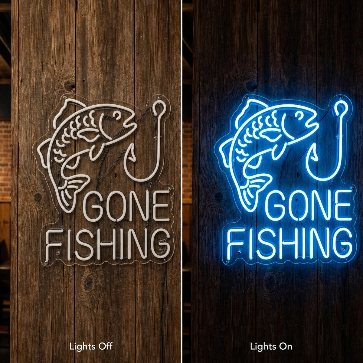 Gone Fishing Text LED Neon Sign - Shineneon