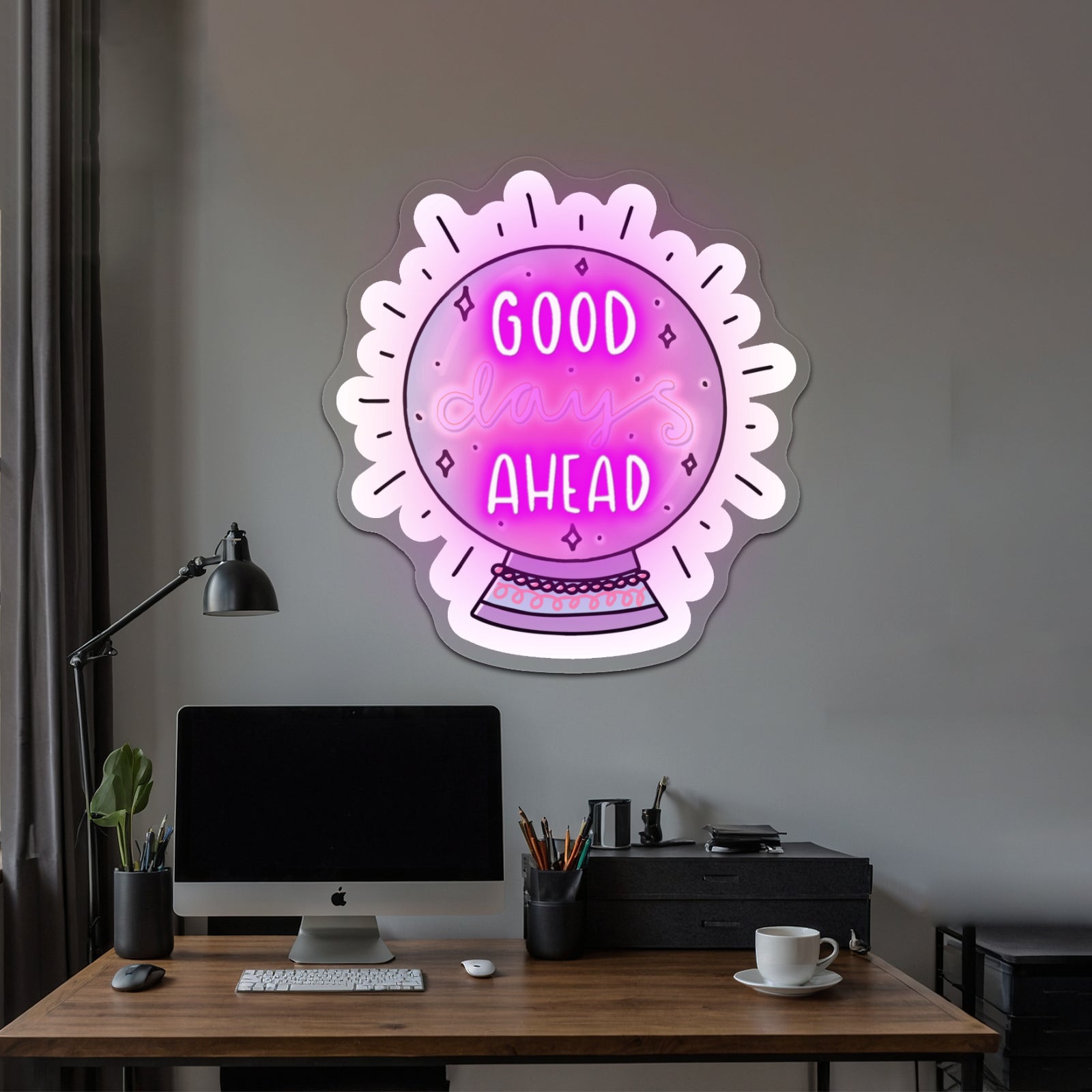 Good Days Ahead Crystal Ball Positivity Led Neon Signs Custom