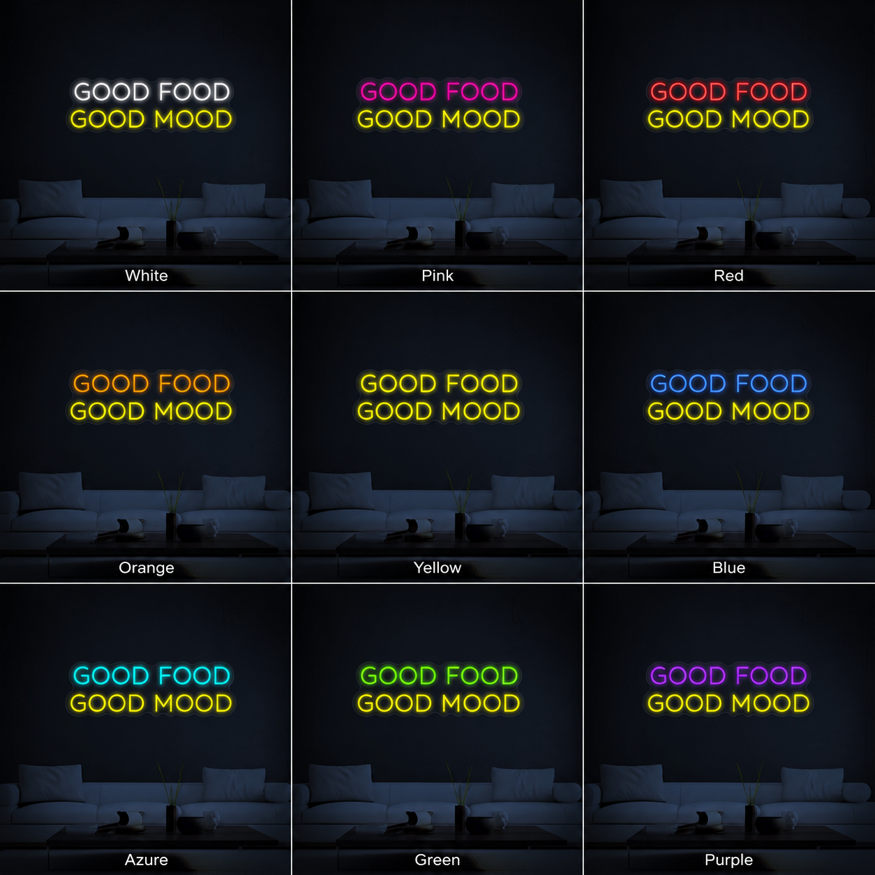 Good Food Good Mood LED Neon Sign - 05 Color Grid