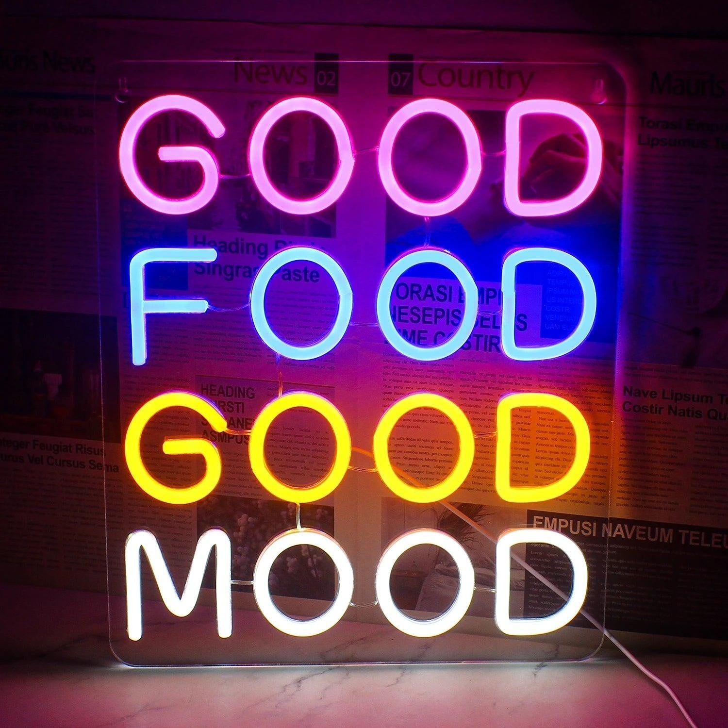 Good Food Good Mood Led Neon Sign For Bar Restaurant Decor - Shineneon