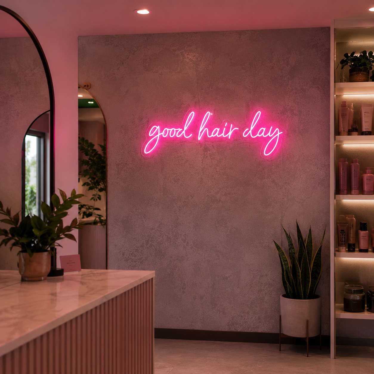 Good Hair Day LED Neon Sign Home Wall Art - 03 Real Lifestyle Scene