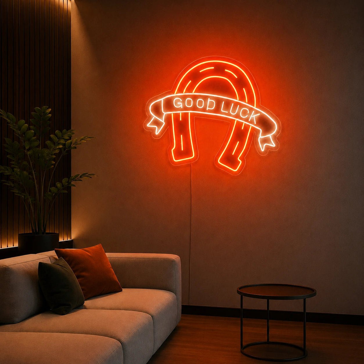 Good Luck Horseshoe LED Neon Sign - Shineneon