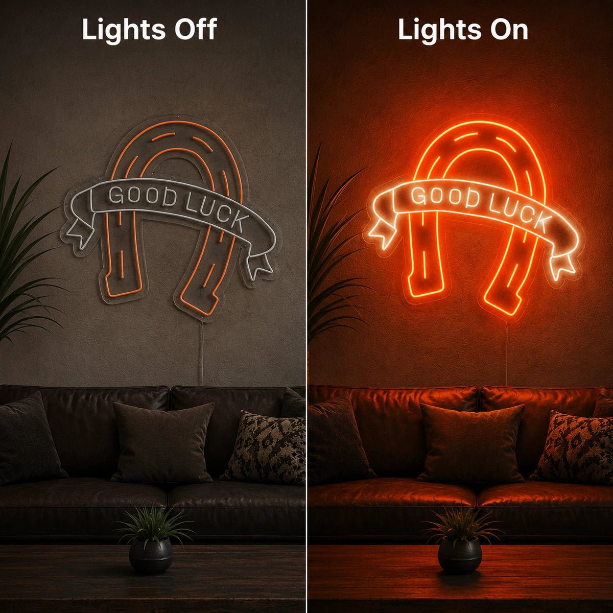 Good Luck Horseshoe LED Neon Sign - Shineneon