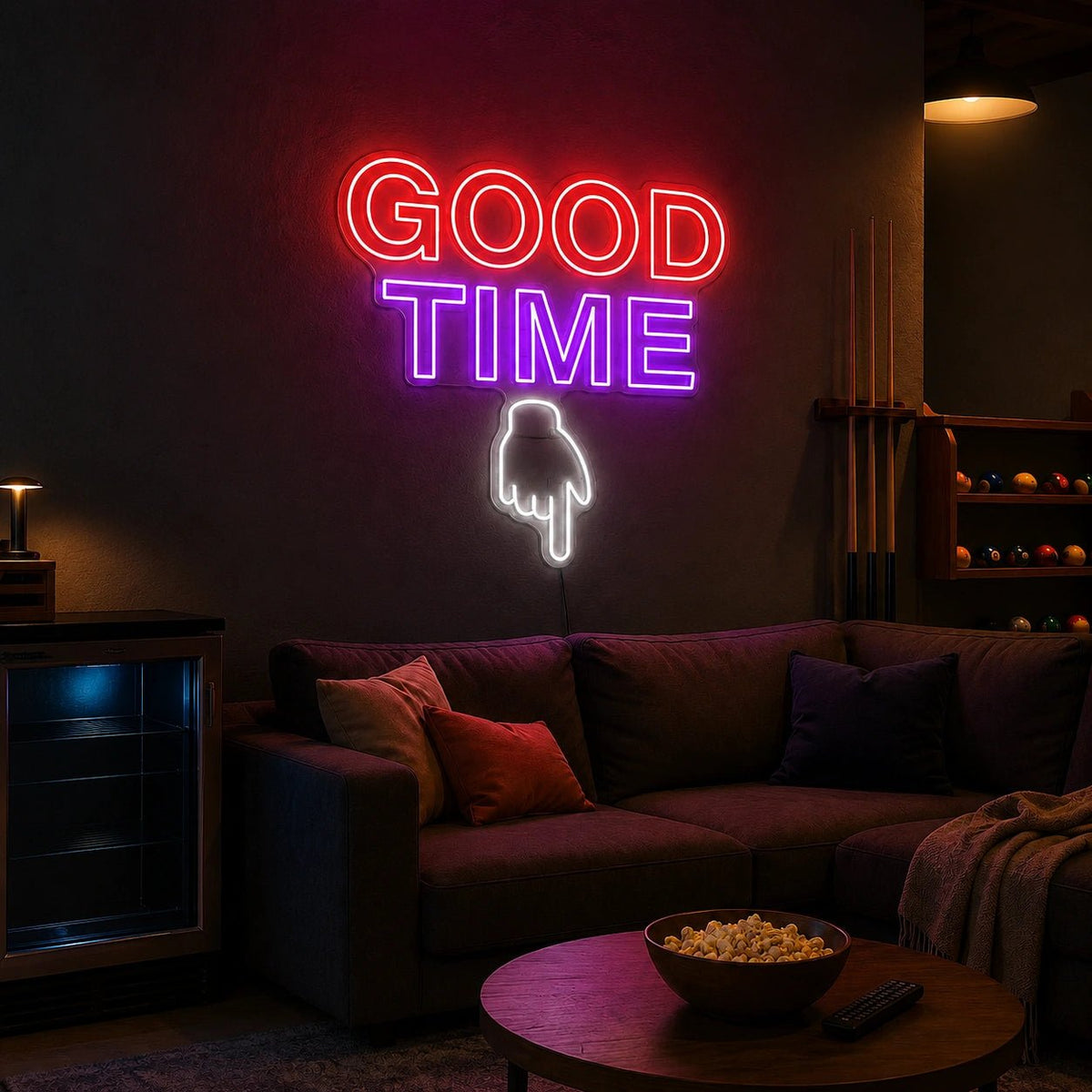 Good Time Pointing Hand LED Neon Sign - Shineneon
