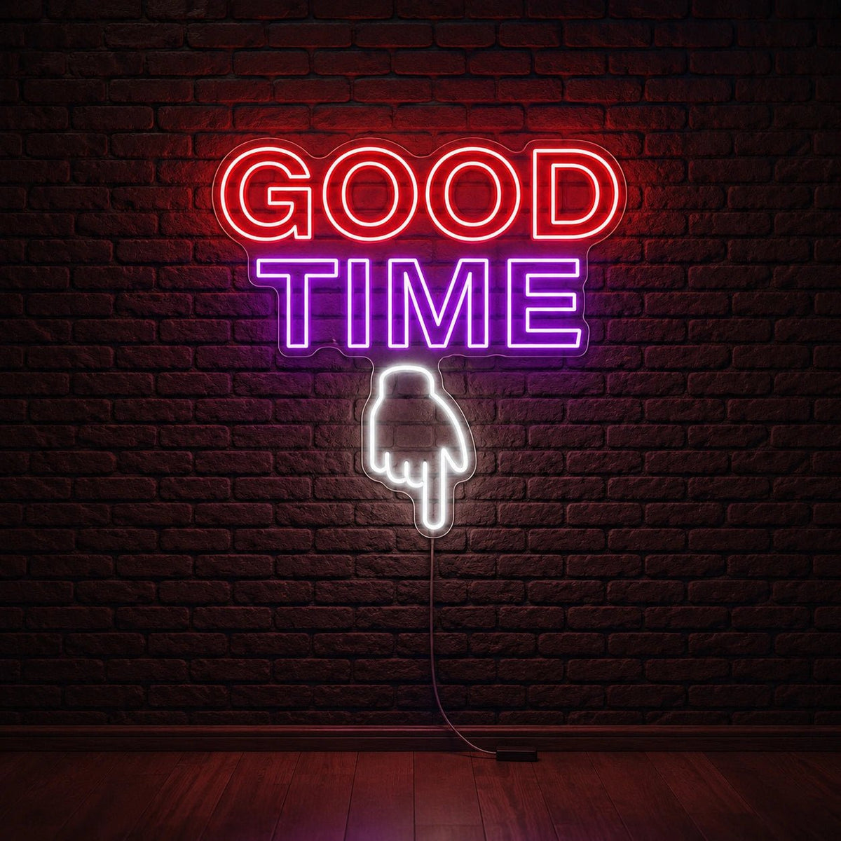 Good Time Pointing Hand LED Neon Sign - Shineneon