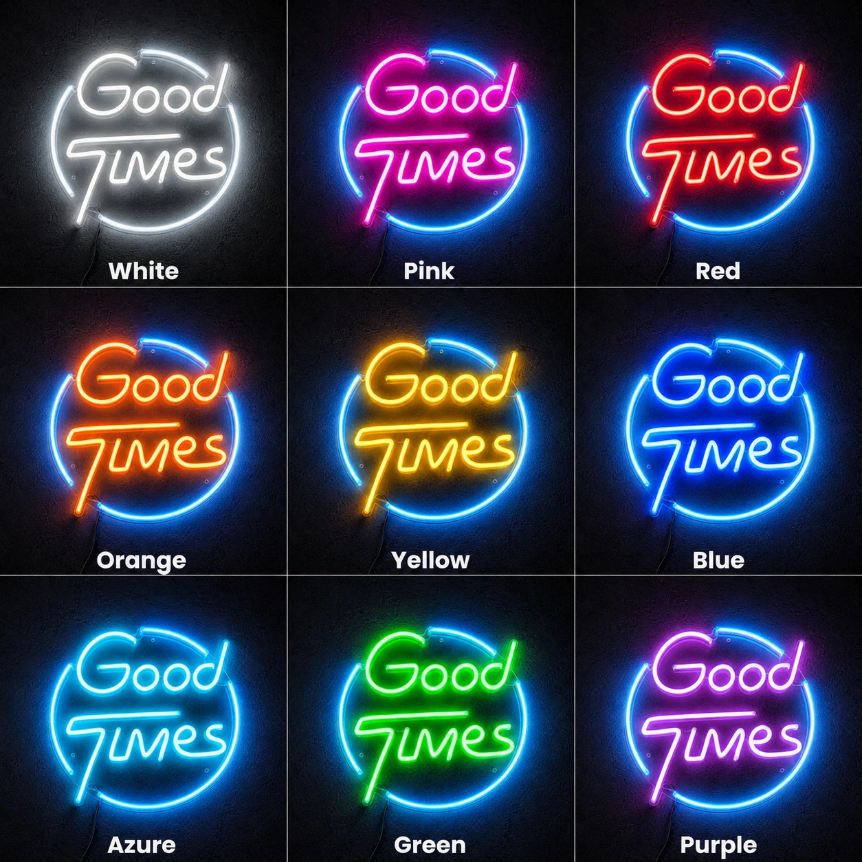 Good Times Man Cave LED Neon Sign color grid