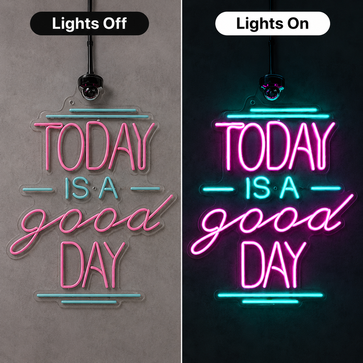 Good Times Wall Decor Sign LED Neon Sign - 06 Day Night Comparison