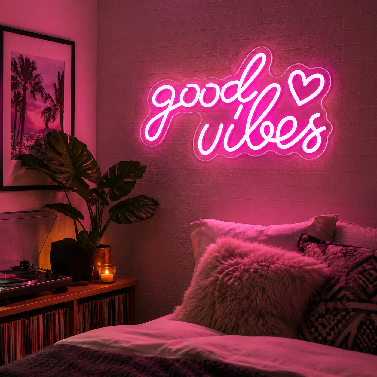 Good Vibes Aesthetic Room Decor LED Neon Sign - 03 Real Lifestyle Scene