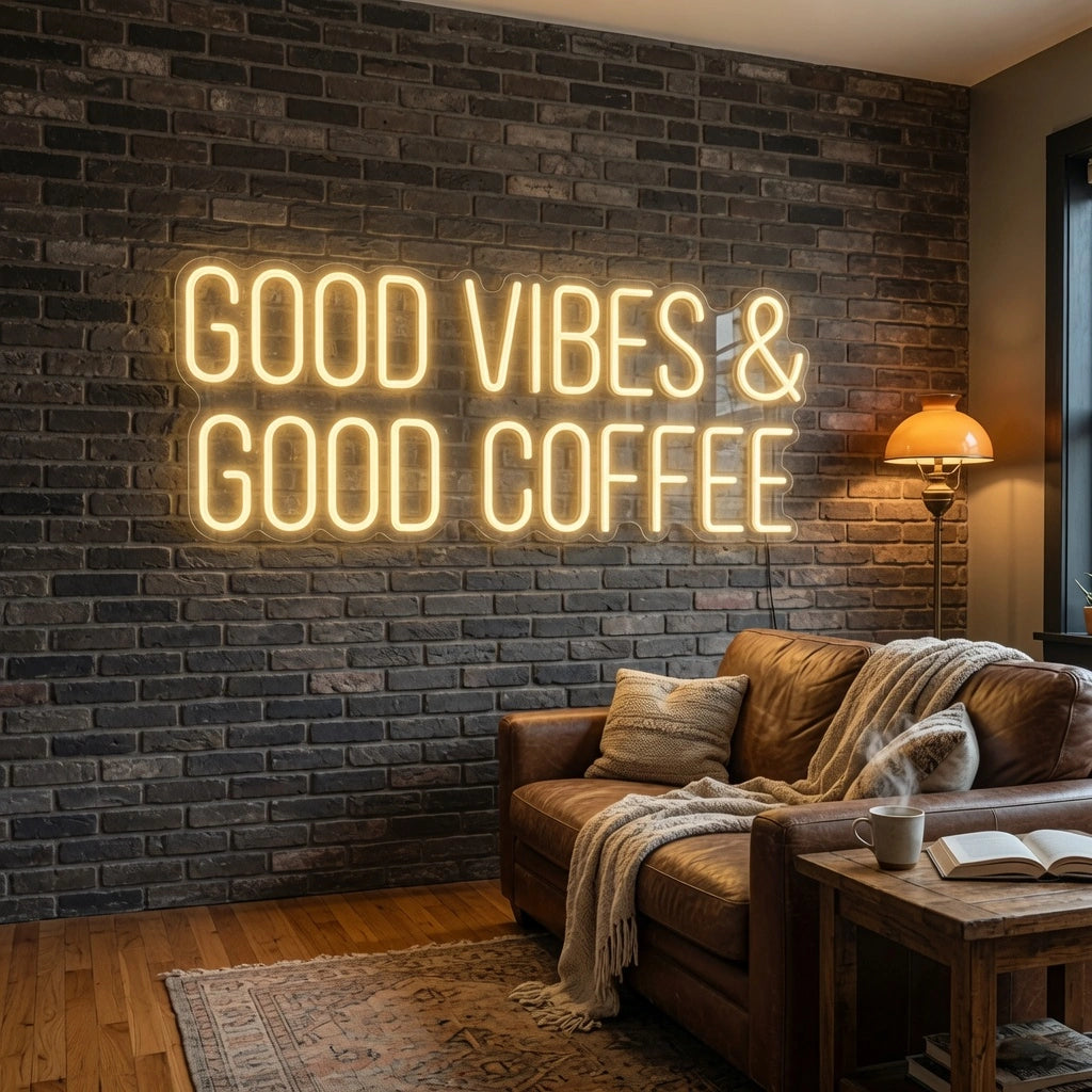 Good Vibes And Good Coffee Room Decor LED Neon Sign - 03 Real Lifestyle Scene