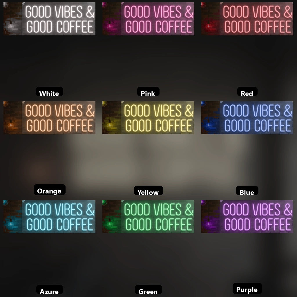 Good Vibes And Good Coffee Room Decor LED Neon Sign - 05 Color Grid