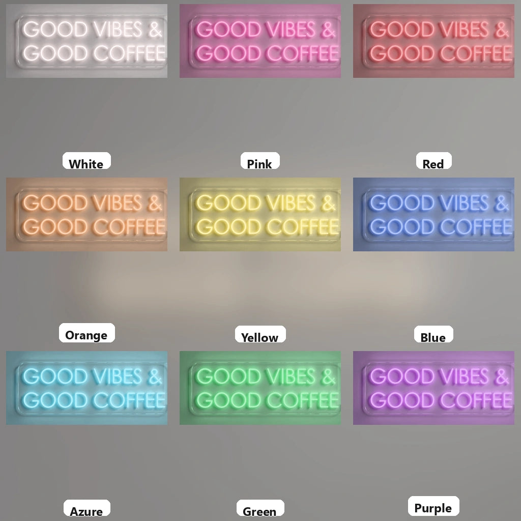Good Vibes And Good Coffee Wall Art LED Neon Sign - 05 Color Grid