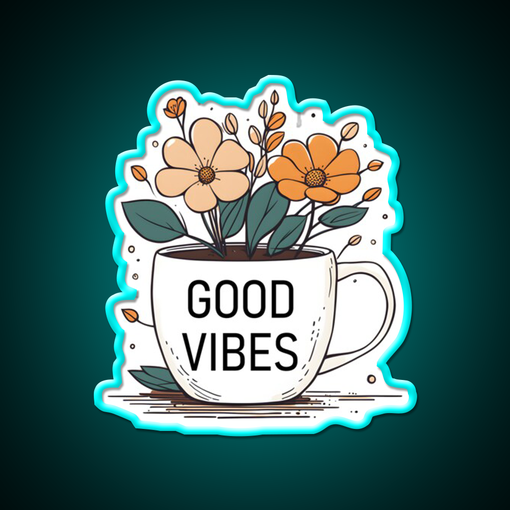 Good Vibes Cafe Led Neon Sign Espresso Bar Art Rgb Color