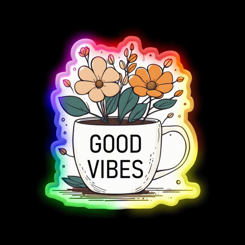 Good Vibes Cafe Led Neon Sign Espresso Bar Art Rgb Color