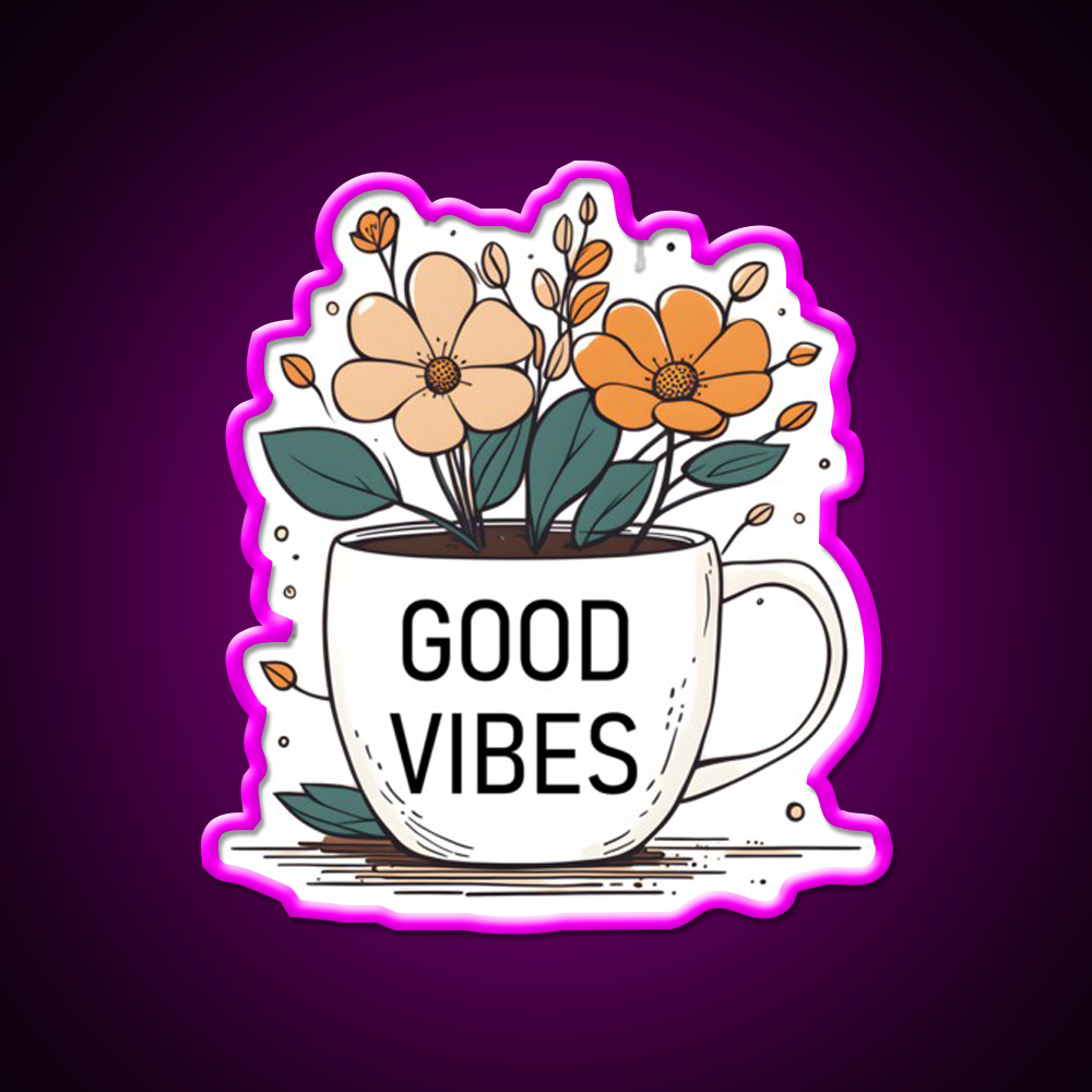 Good Vibes Cafe Led Neon Sign Espresso Bar Art Rgb Color