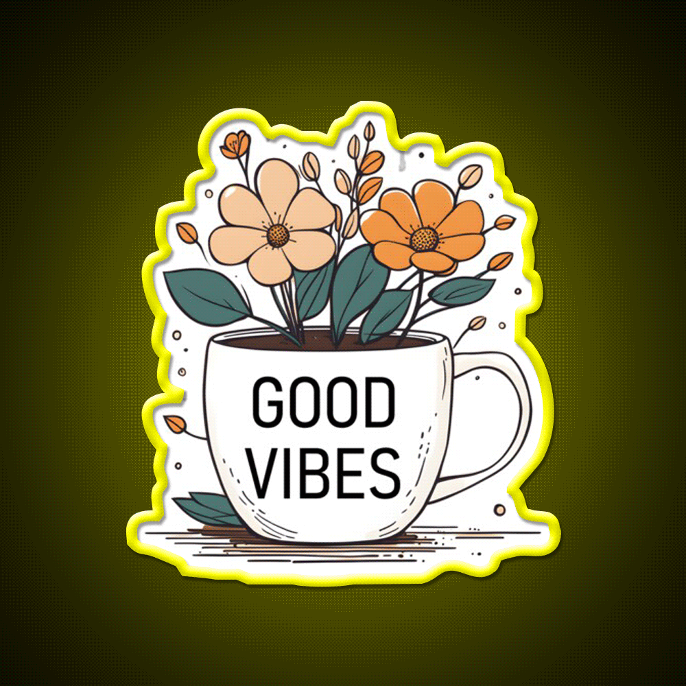Good Vibes Cafe Led Neon Sign Espresso Bar Art Rgb Color