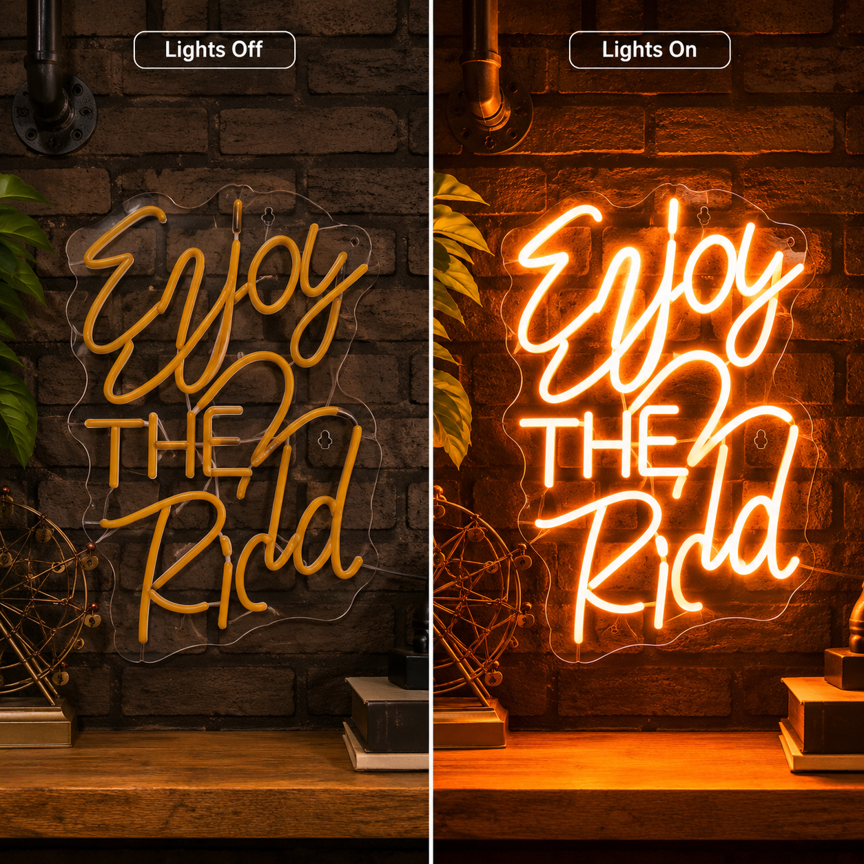 Good Vibes Classic Decor Sign LED Neon Sign - 06 Day Night Comparison