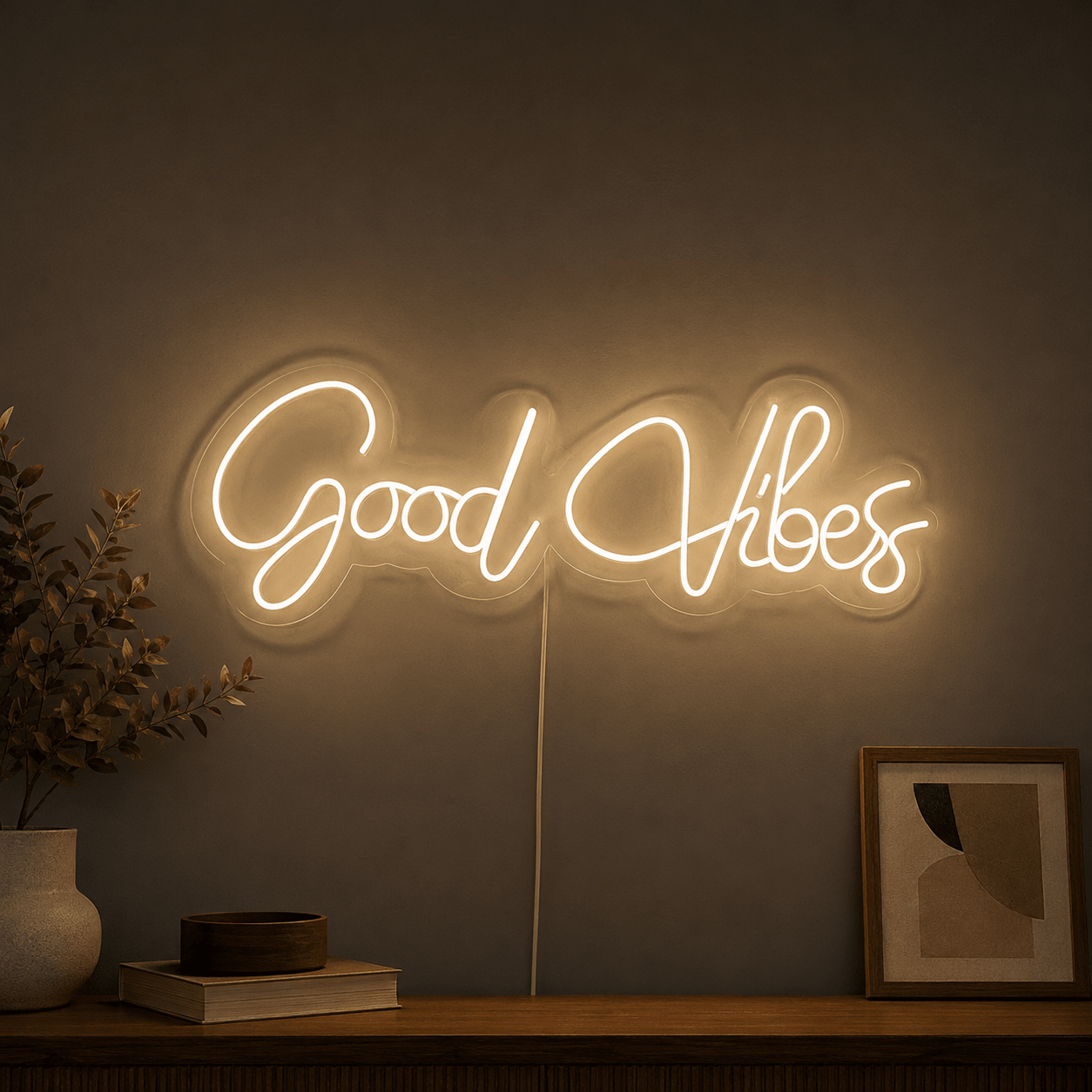 Good Vibes Cursive Wall Art LED Neon Sign - Shineneon