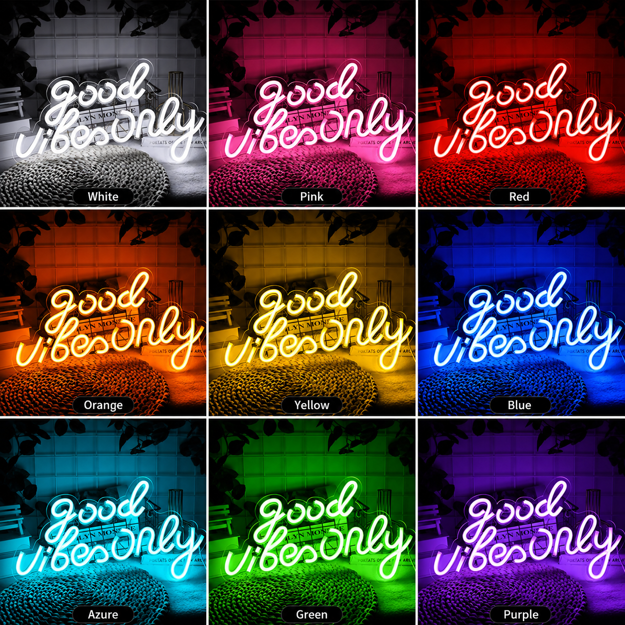 Good Vibes Dorm Decor Sign LED Neon Sign - 05 Color Grid