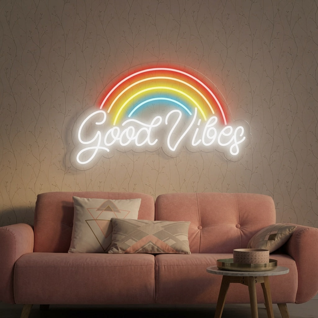 Good Vibes LED Neon Sign Home Wall Art - 03 Real Lifestyle Scene
