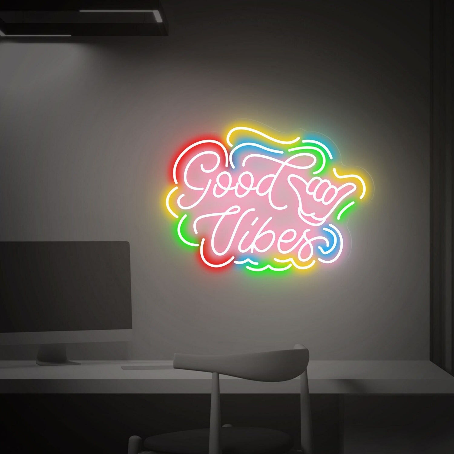 Good Vibes Led Neon Sign Wall Art For Office Bar Wedding And Home Decor | Shineneon