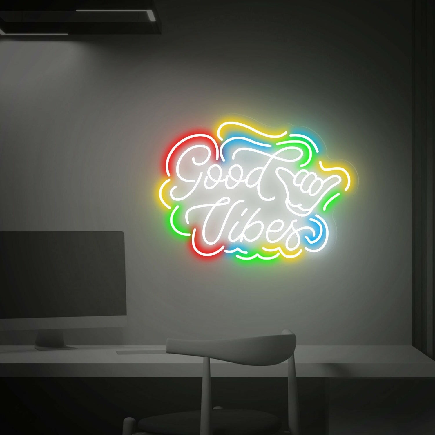 Good Vibes Led Neon Sign Wall Art For Office Bar Wedding And Home Decor | Shineneon