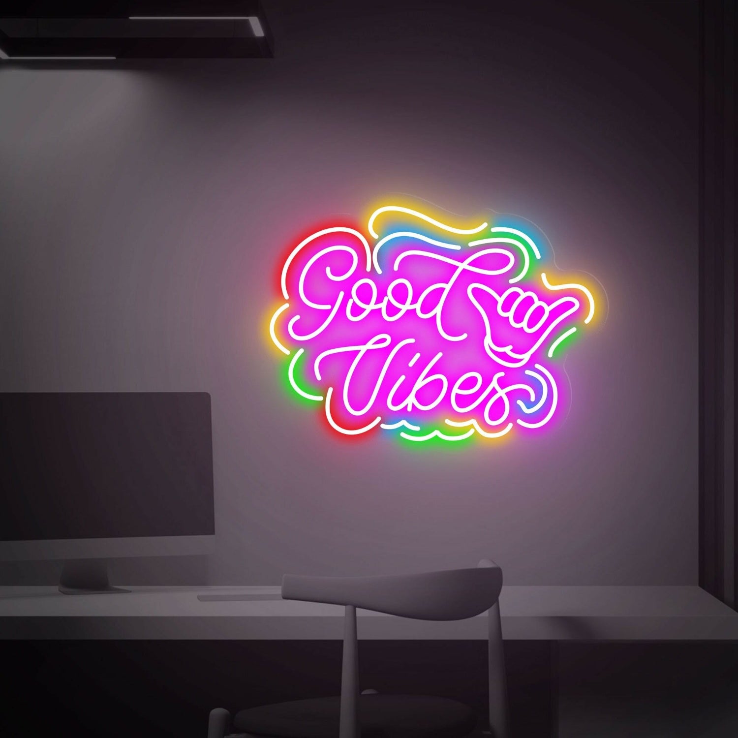 Good Vibes Led Neon Sign Wall Art For Office Bar Wedding And Home Decor | Shineneon