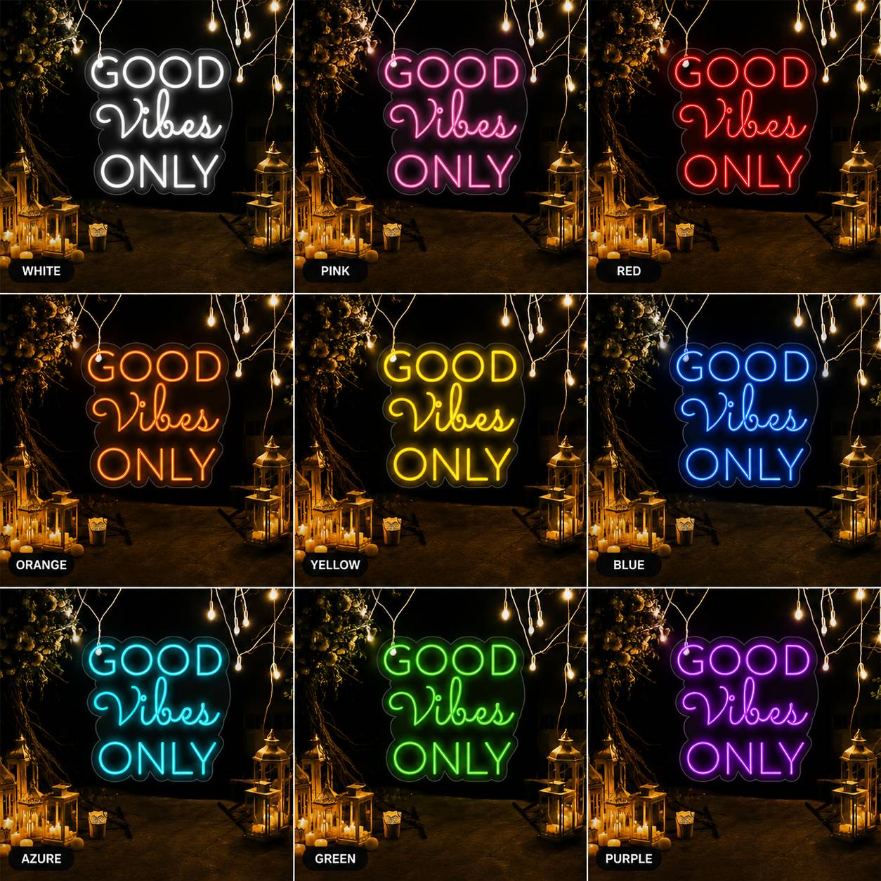 Good Vibes Lettering Bedroom Decor LED Neon Sign - 05 Color Grid