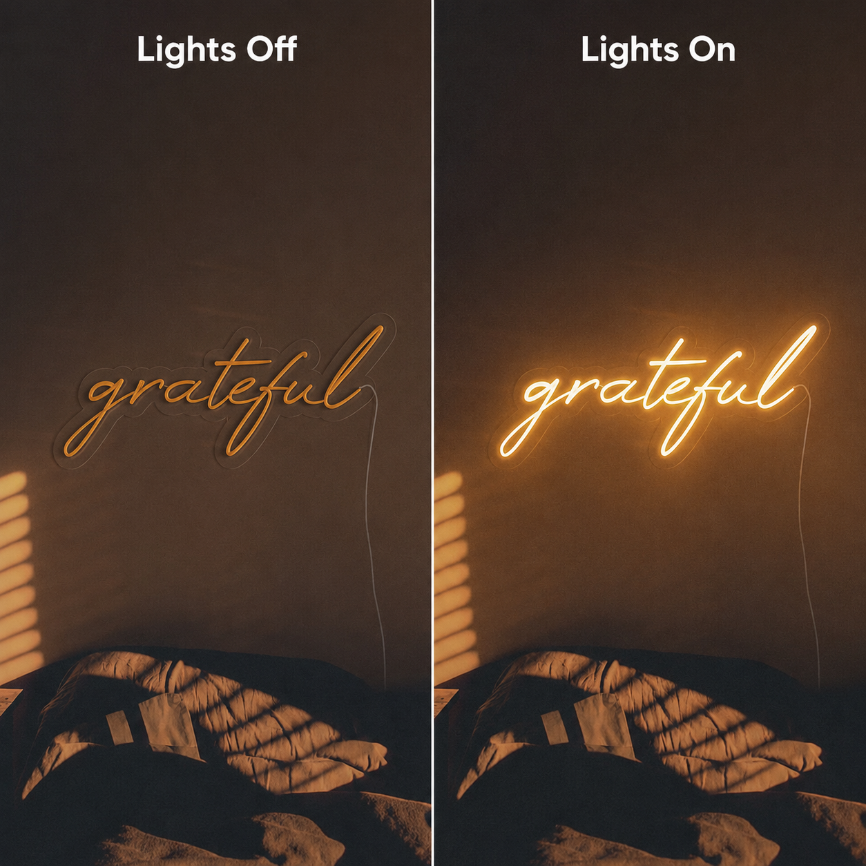 Good Vibes Lettering Home Decor LED Neon Sign - 06 Day Night Comparison