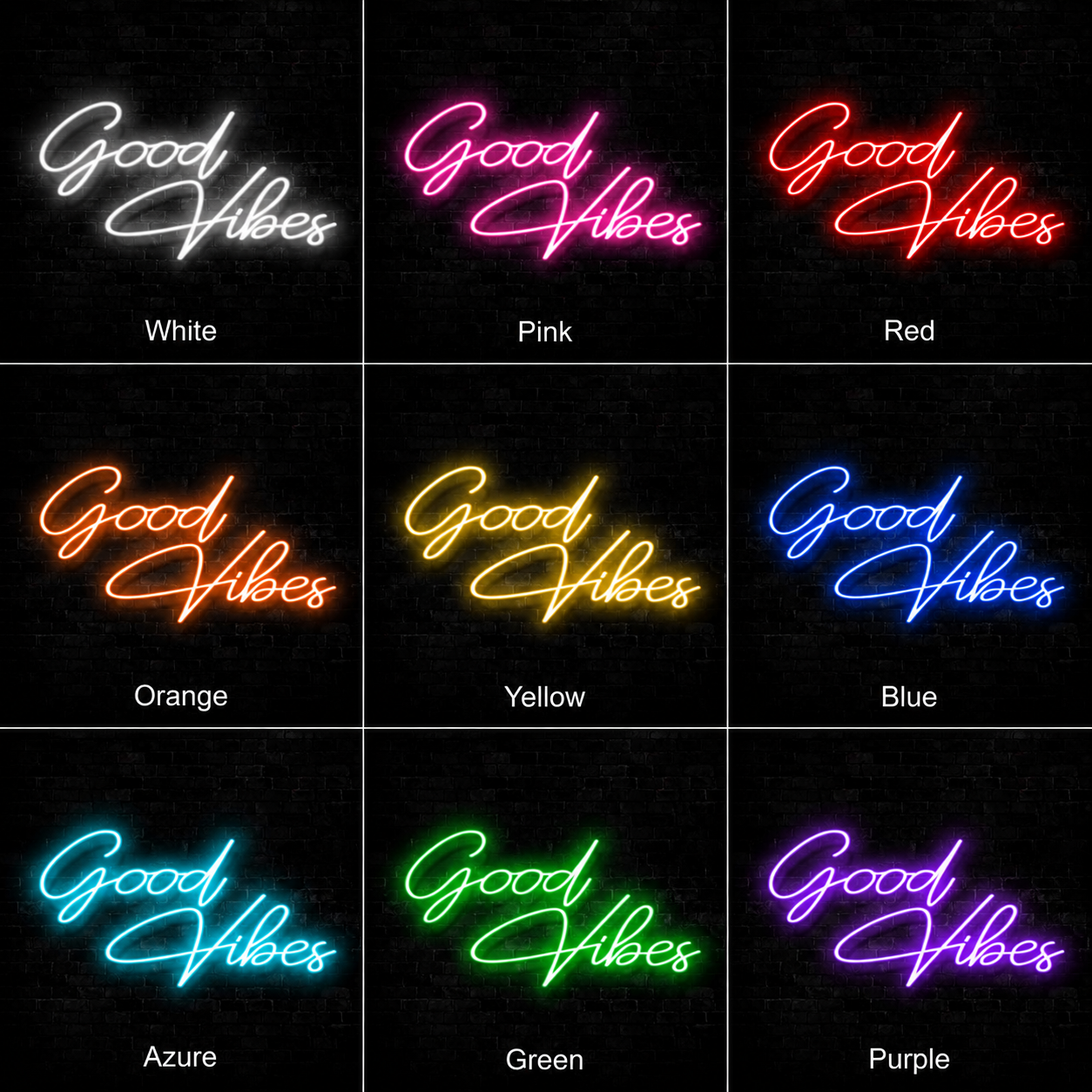 Good Vibes Living Room Decor LED Neon Sign - 05 Color Grid