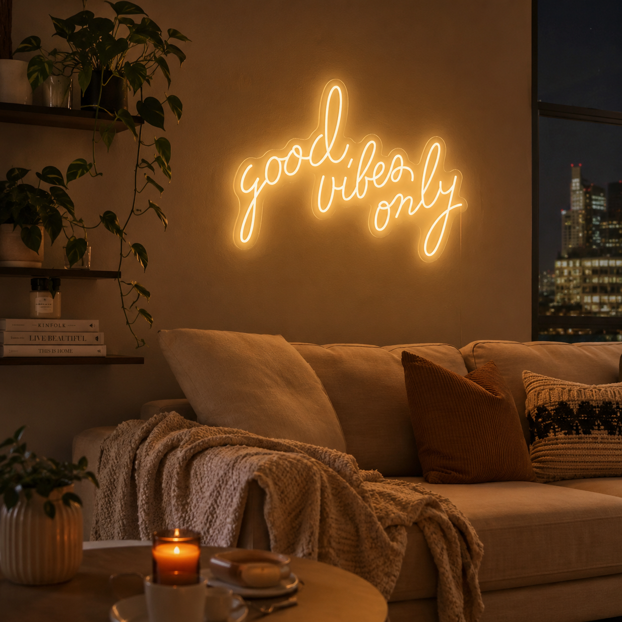 Good Vibes Only Aesthetic Room Decor LED Neon Sign - 03 Real Lifestyle Scene