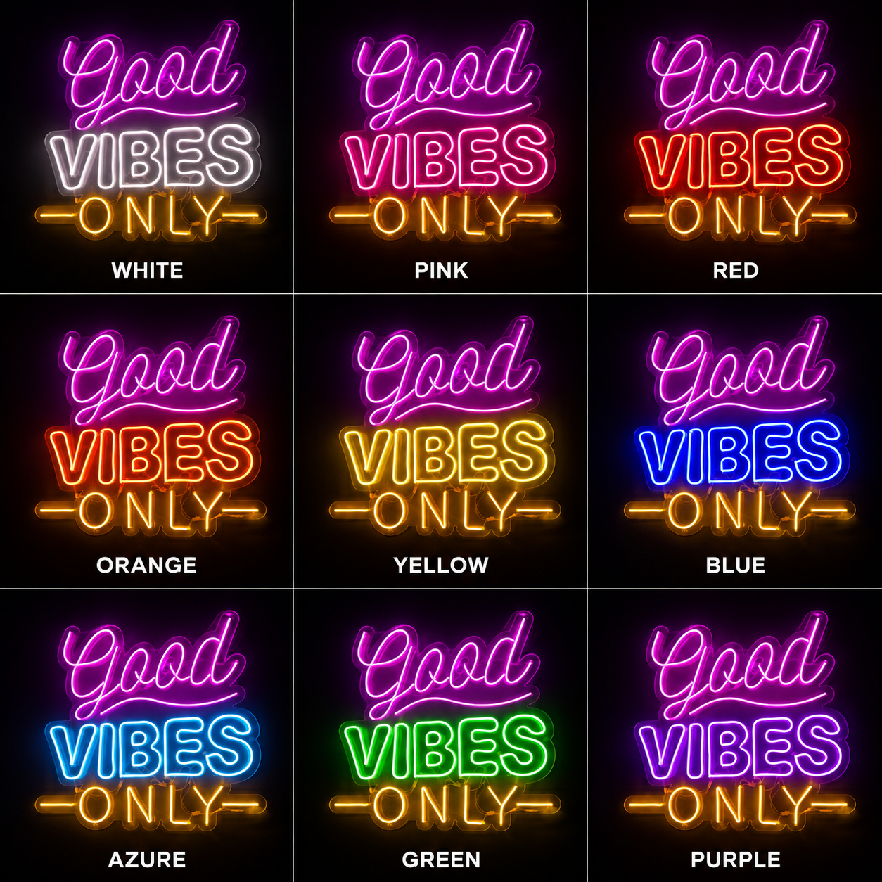 Good Vibes Only Apartment Decor LED Neon Sign - 05 Color Grid