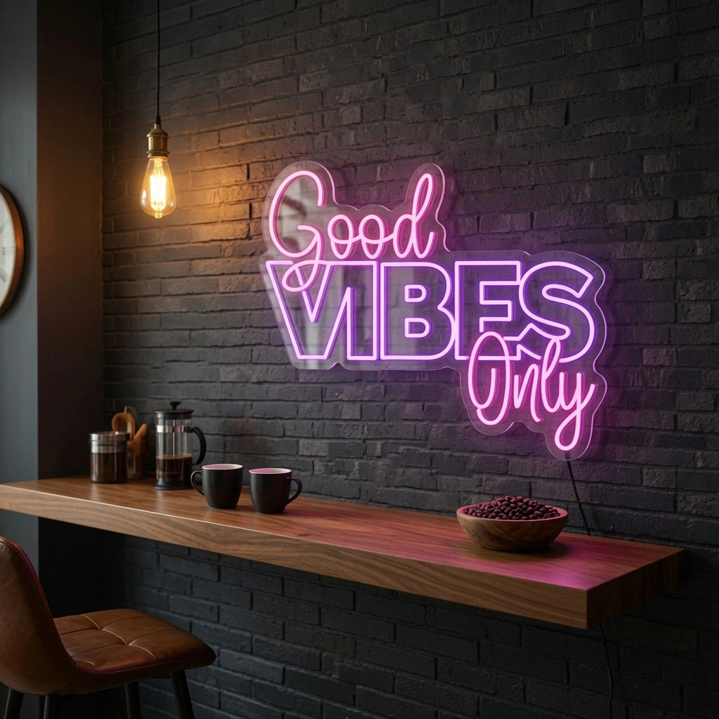 Good Vibes Only Coffee Bar Wall Art LED Neon Sign - 02 High-Converting Product Image