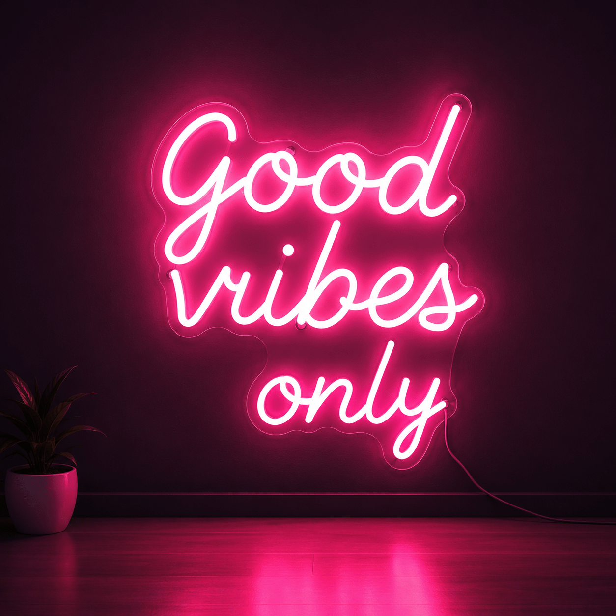 Good Vibes Only Cursive Wall Decor LED Neon Sign - Shineneon