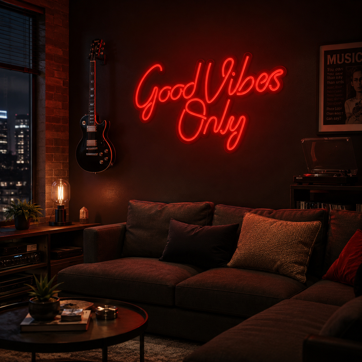 Good Vibes Only Cutout LED Neon Sign - 03 Real Lifestyle Scene