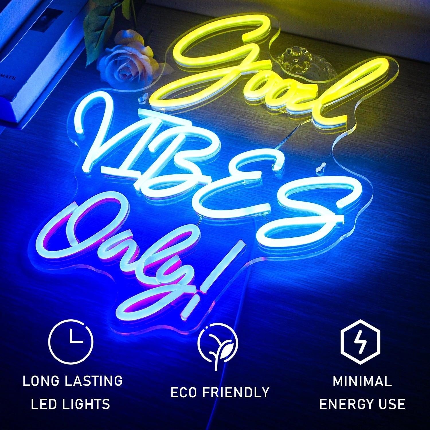 Good Vibes Only Eagle Skull Blue Orange Yellow Led Neon Sign For Punk Indoor Decor - Shineneon