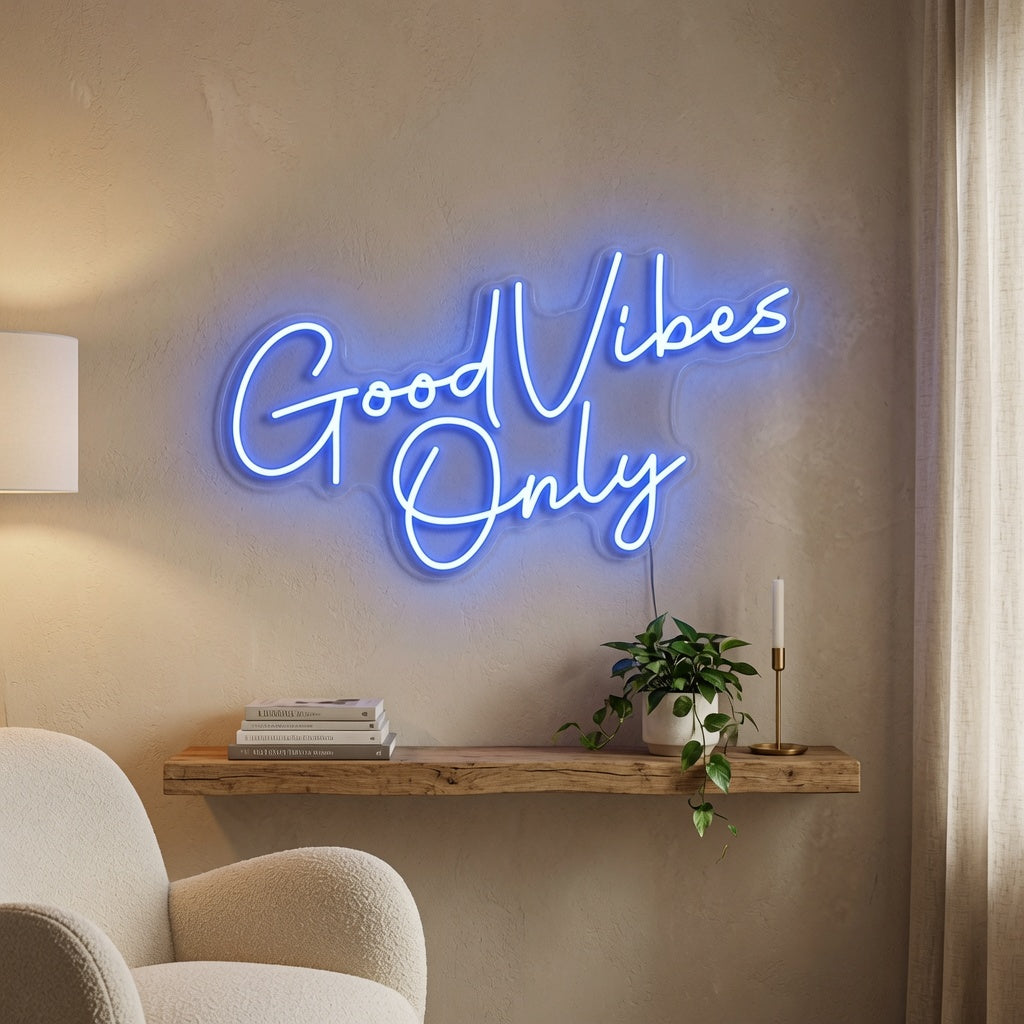Good Vibes Only LED Neon Sign Living Room Decor Wall Neon Sign - 03 Real Lifestyle Scene