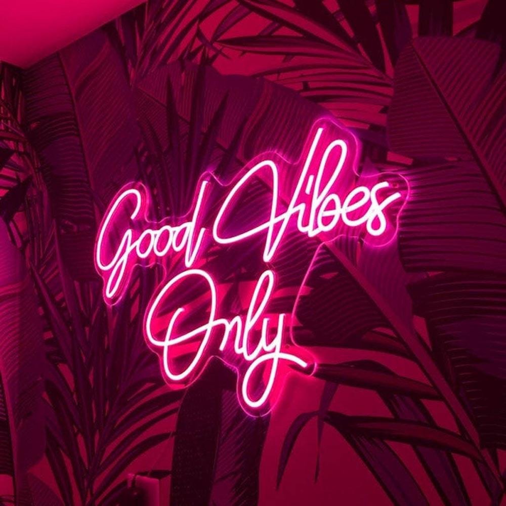 Good Vibes Only Led Neon Sign Pink-Purple Handwritten Style For Home Decor | Shineneon