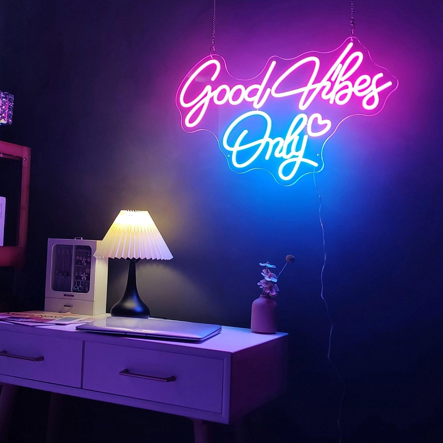 Good Vibes Only Pink Blue Led Neon Sign For Bedroom Cafe Decor | Shineneon