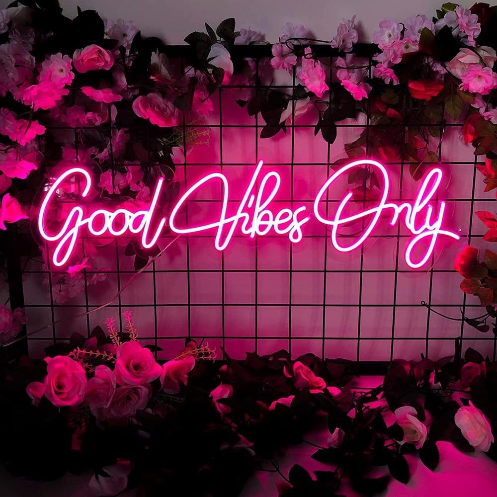 Good Vibes Only Pink Handwritten Led Neon Sign For Bedroom Studio Decor | Shineneon
