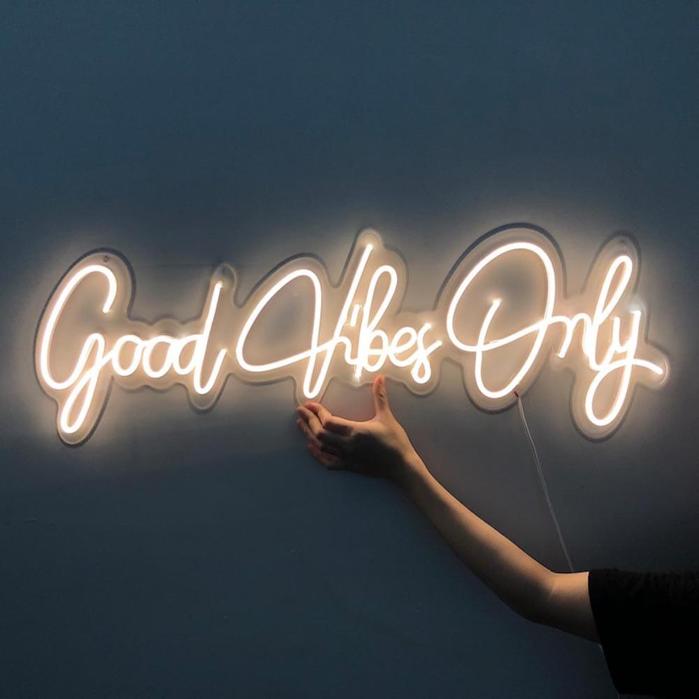 Good Vibes Only Pink Handwritten Led Neon Sign For Bedroom Studio Decor | Shineneon