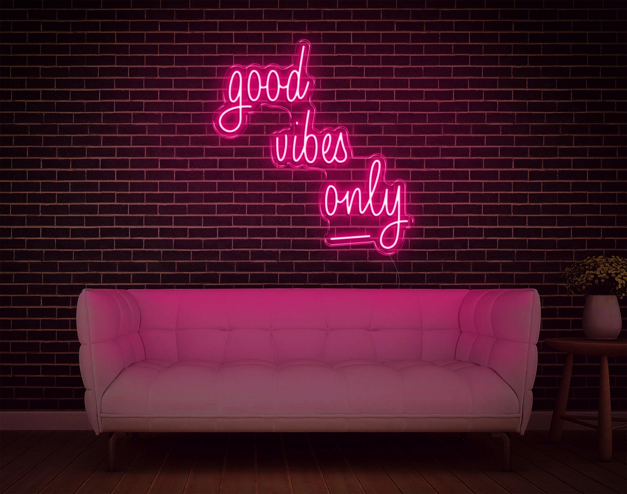Good Vibes Only Pink Handwritten Led Neon Sign For Home Cafe Decor | Shineneon