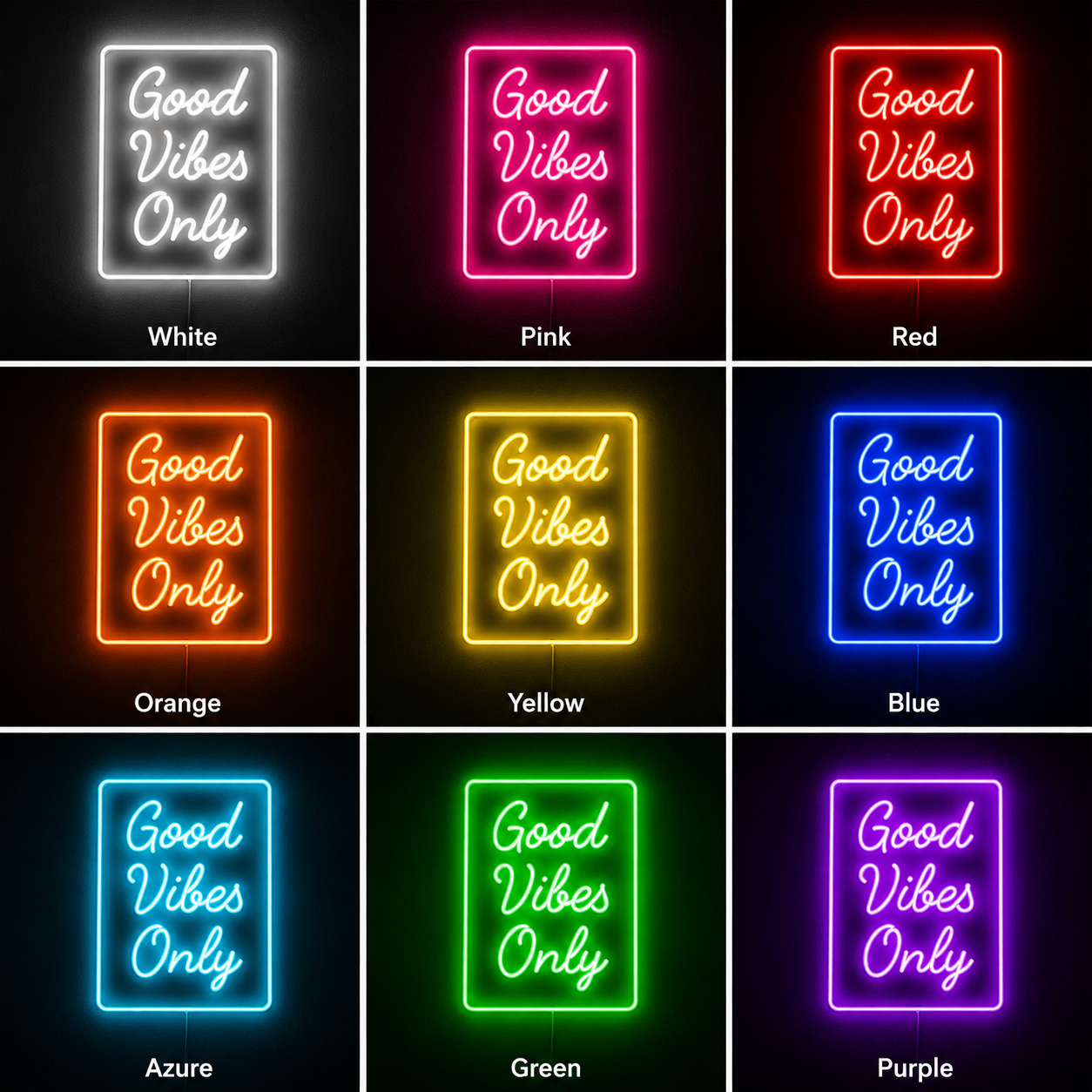 Good Vibes Only Room Decor LED Neon Sign - 05 Color Grid
